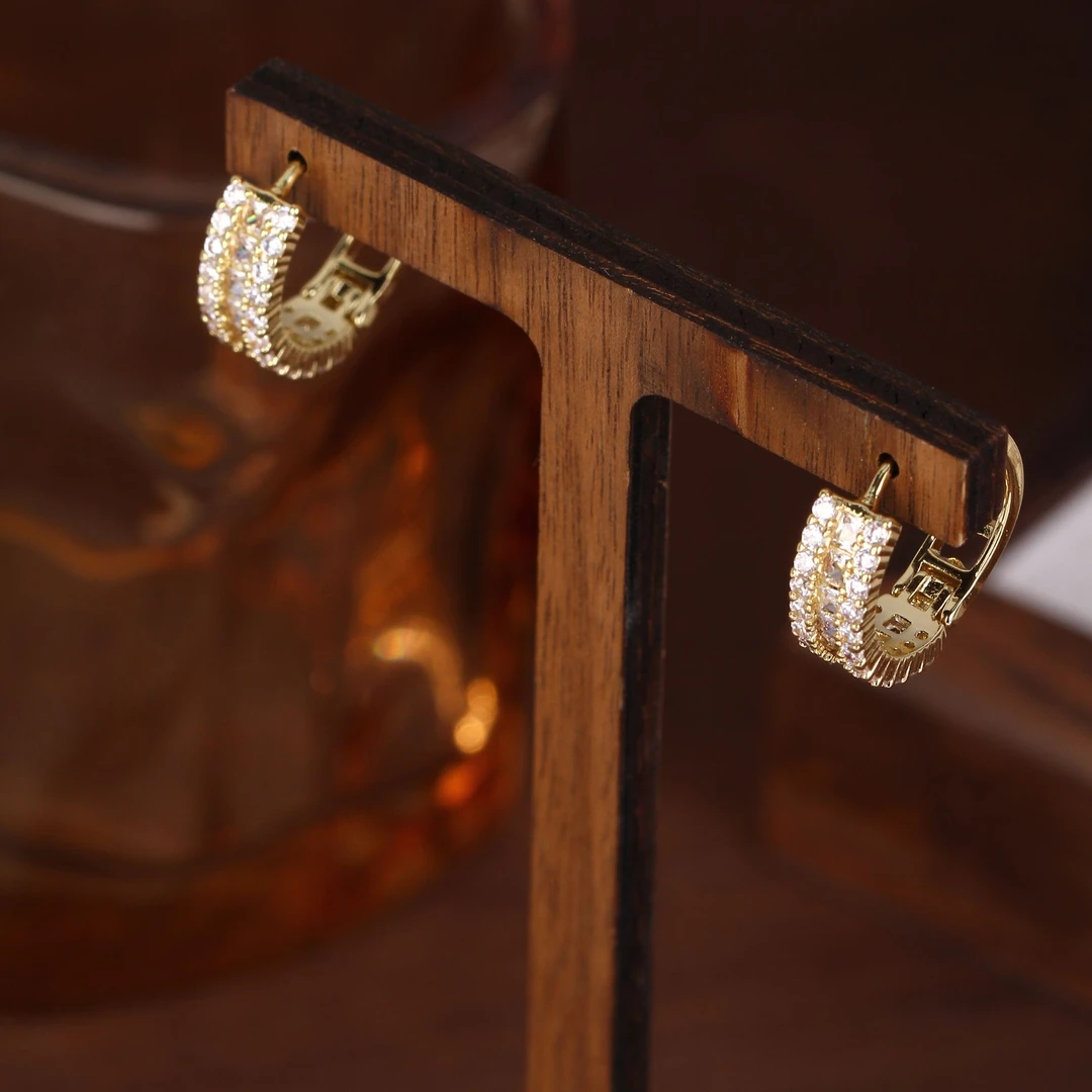 铜合金合成锆石耳饰 【KEFAN珂梵】时尚轻奢百搭气质耳饰FL0009