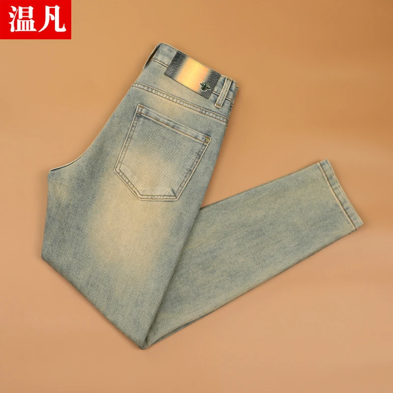 高端牛仔裤男2025新款秋冬季修身直筒美式潮牌复古做旧休闲长裤子