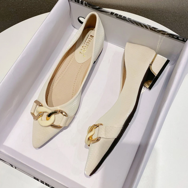 船鞋女春秋2025新款晚风仙女鞋温柔单鞋粗跟配裙子大码瓢鞋41一43