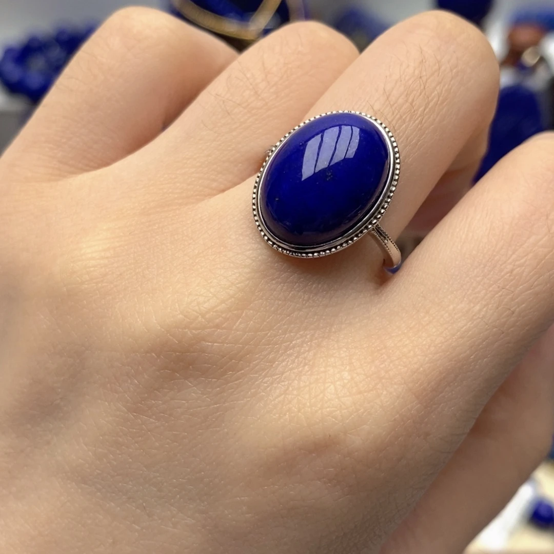 青金石银S925镶嵌戒指