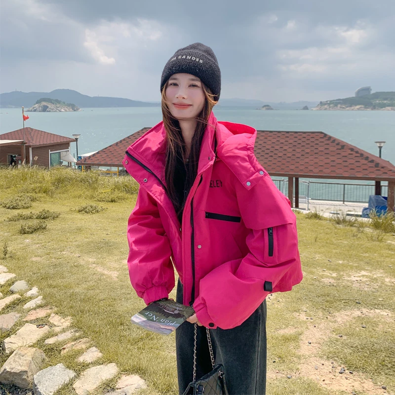 短款树莓粉派克羽绒服2025冬季新款休闲户外小众潮流甜酷风厚外套
