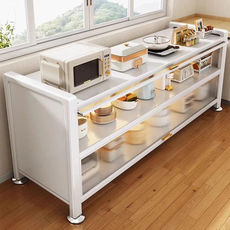厨房餐边柜储物柜现代简约微波炉置物架定制落地转角冰箱多层橱柜