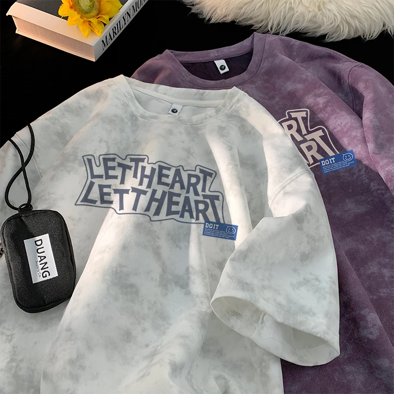 扎染脏脏短袖t恤男夏季新款重磅抗cleanfit圆领上衣服体恤男式