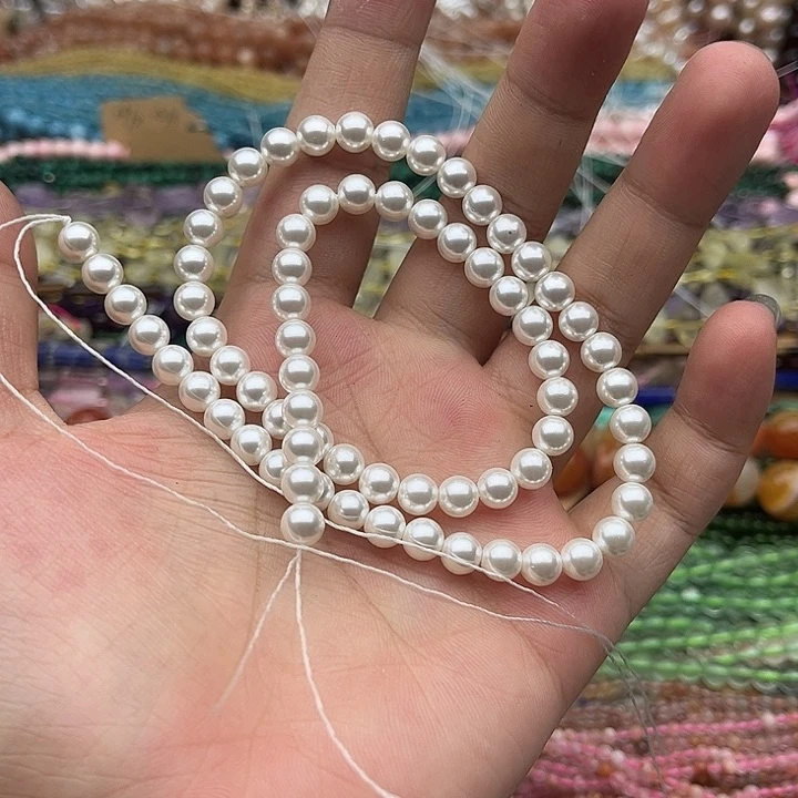 玛瑙/玉髓未镶嵌珠宝半成品一条6mm左右贝珠