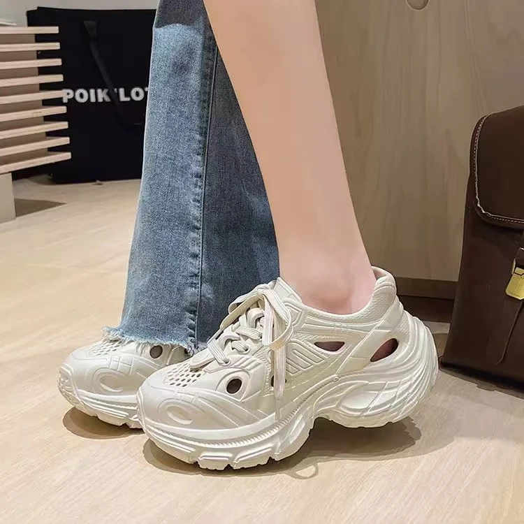 时尚百搭老爹鞋女夏季透气厚底增高不累脚沙滩洞洞鞋凉鞋女鞋外穿