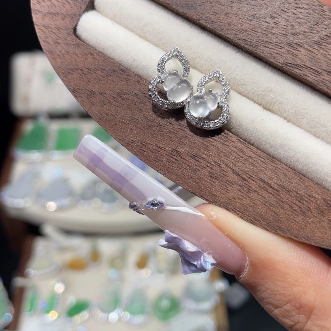 翡翠银S925镶嵌耳饰