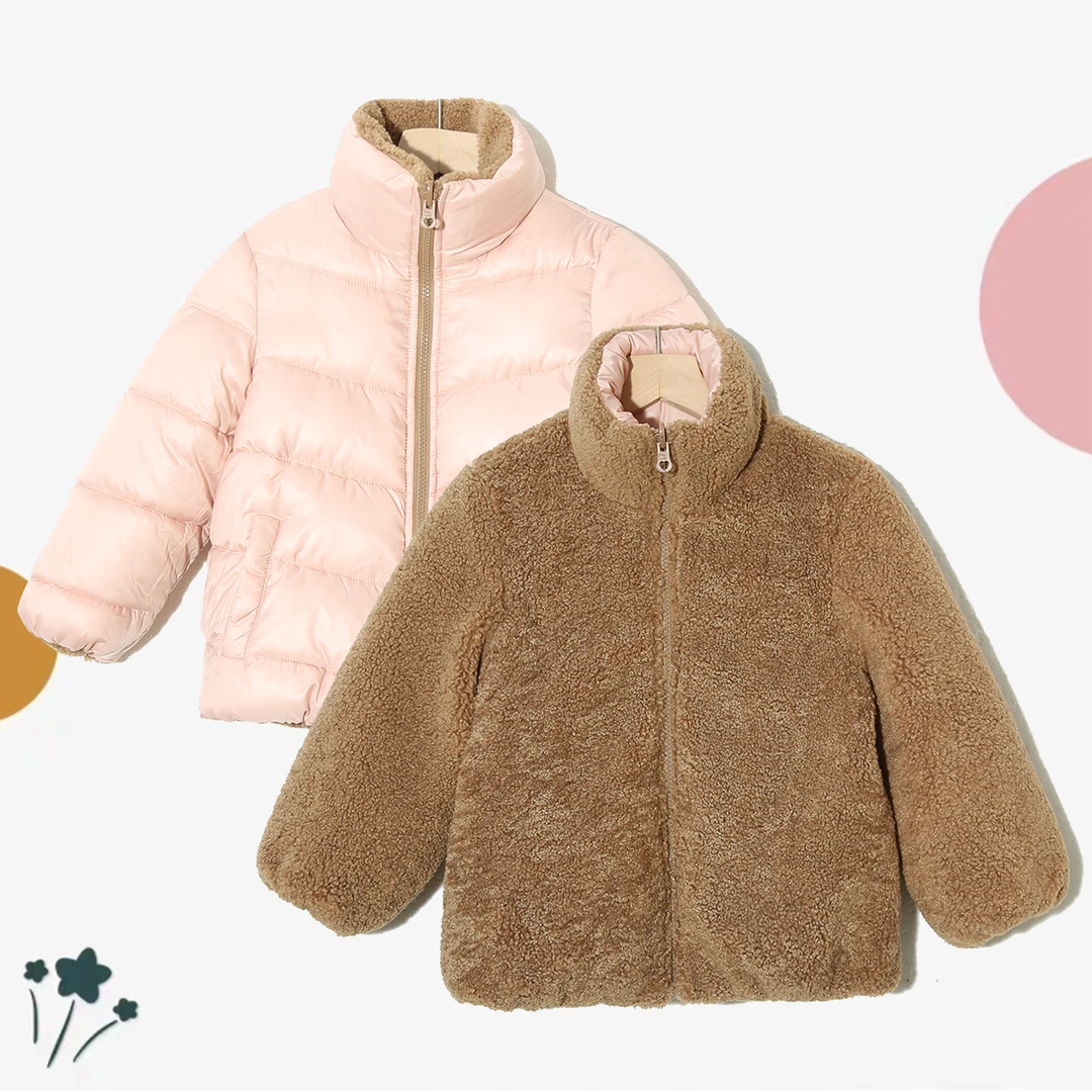 两面穿中大童女童休闲设计感立领新款舒适百搭保暖棉服P-2G203