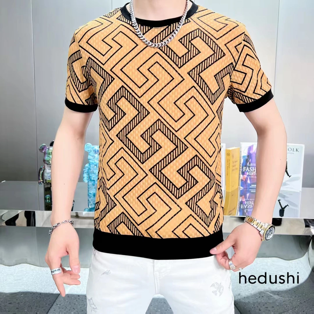 8020蛇年新款潮流百搭印花韩版黑白t恤男休闲日常2025圆领薄款T恤