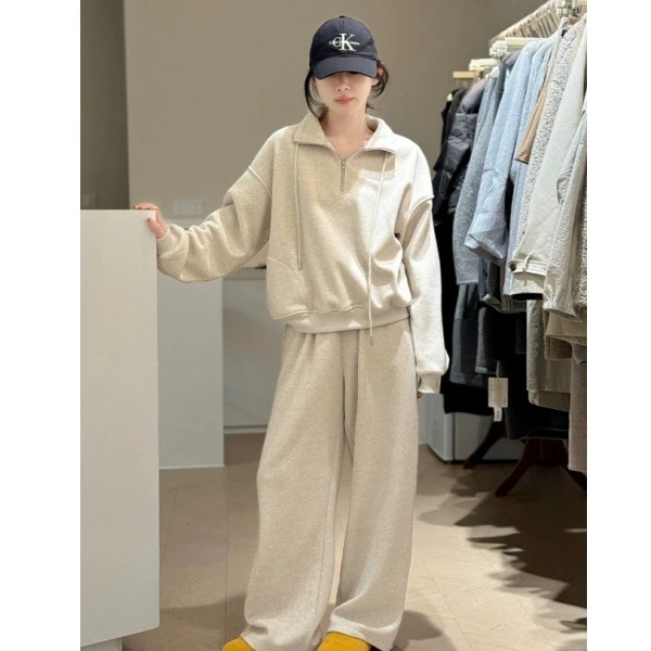 2025冬装女时尚运动套装加绒加厚立领秋冬两件套减龄显瘦设计感