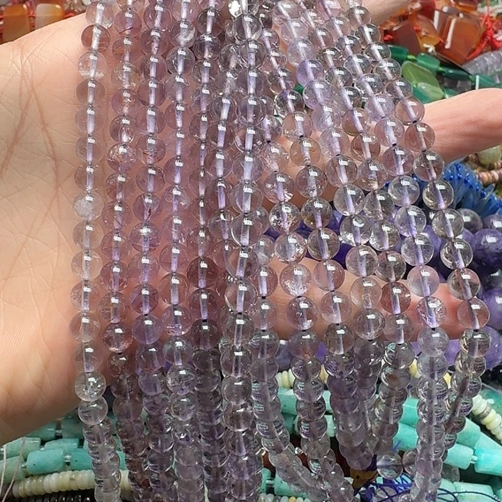 玛瑙/玉髓未镶嵌珠宝半成品一条6-7mm玻利维亚紫水晶