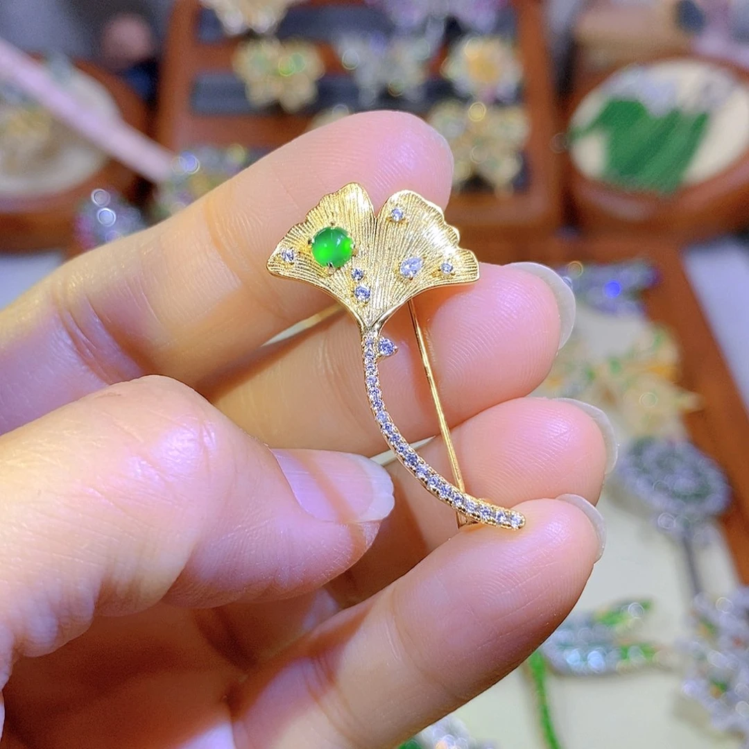 颈饰银S925镶嵌翡翠