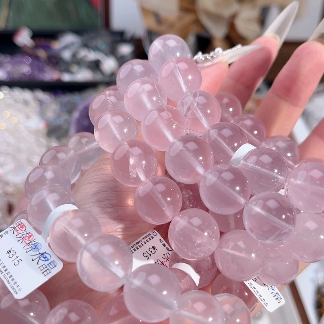 未镶嵌手链烟晶粉色手链
