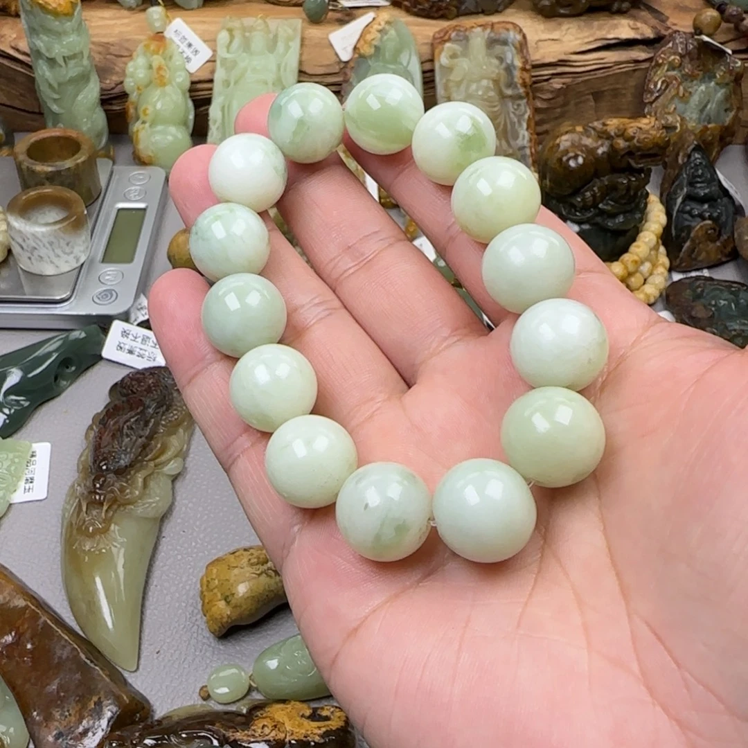 时***人蛇纹石玉合金手串