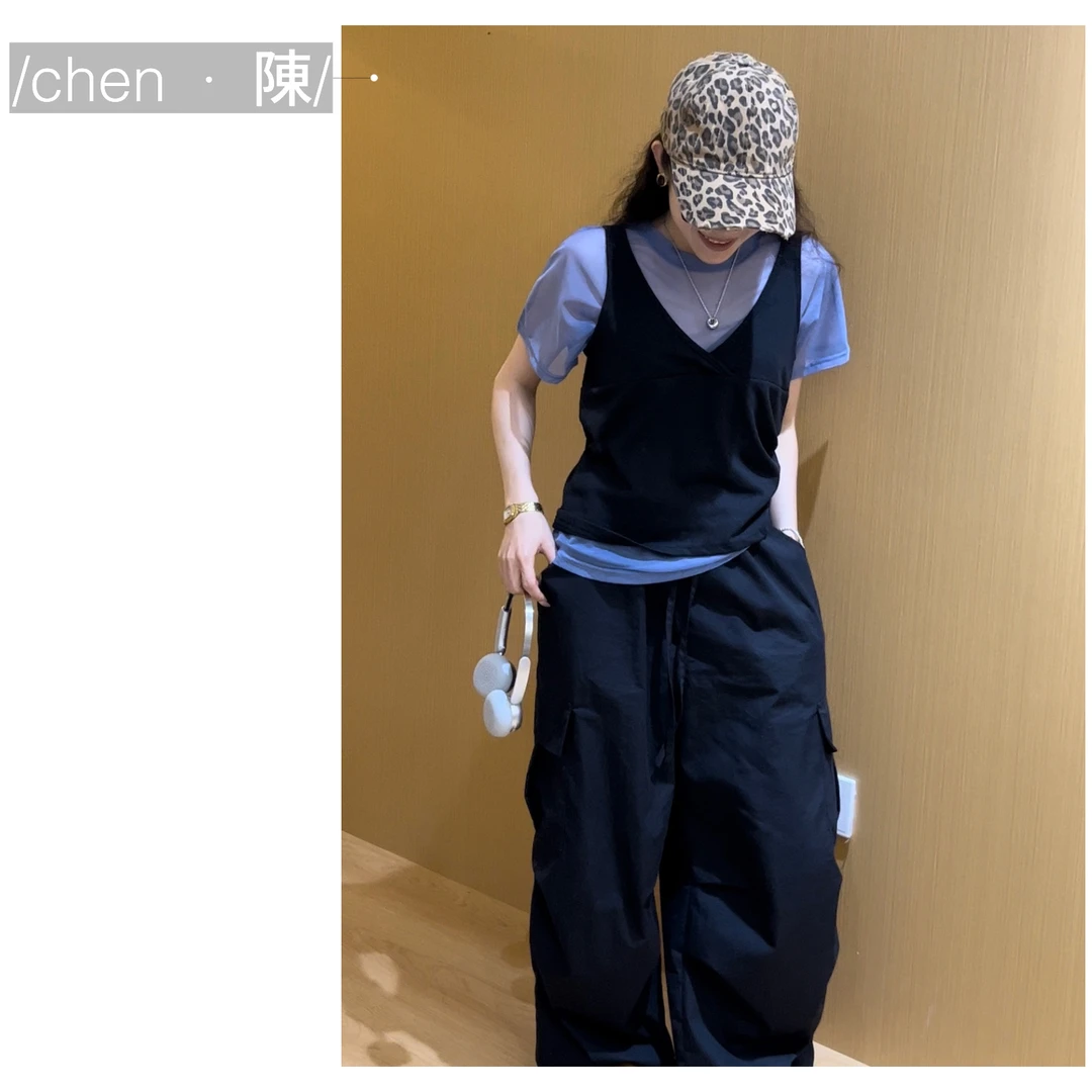 chen·陳【真两件】透视网纱气质上衣