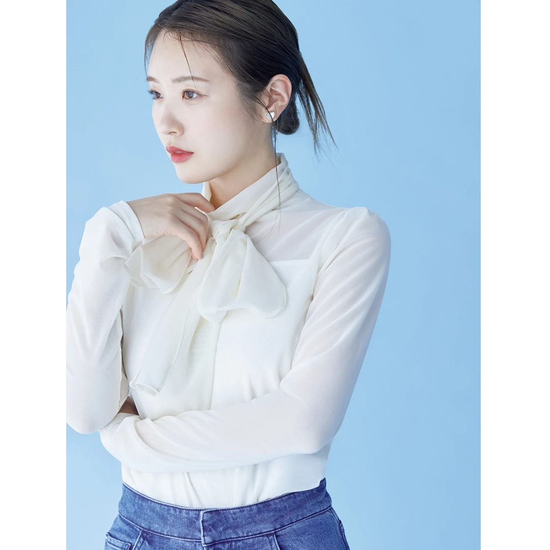 【MonTendre】春季新款 C 气质百搭通勤小立领系带领结雪纺衬衫