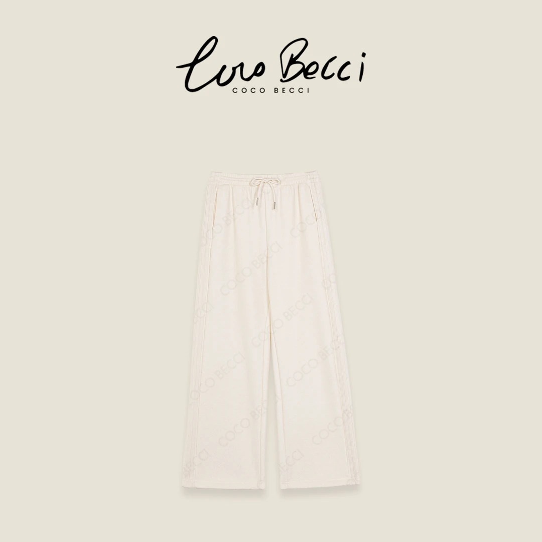 COCO BECCI【自由旅程】抽绳松紧腰休闲窄版垂感直筒裤CFLJD361116