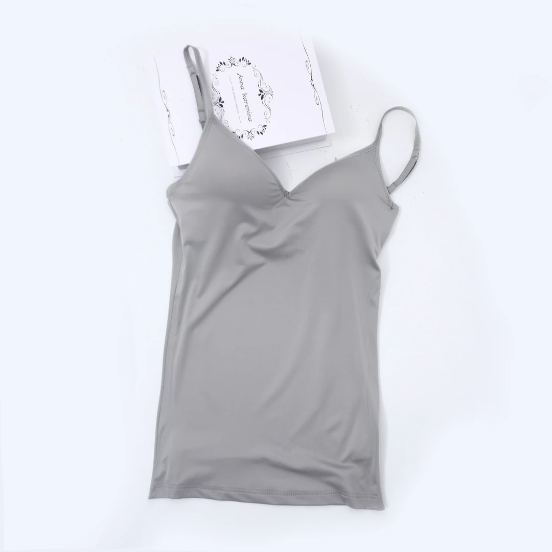 女士一体式吊带背心肩带可调节免穿文胸上衣KK544亲肤舒适