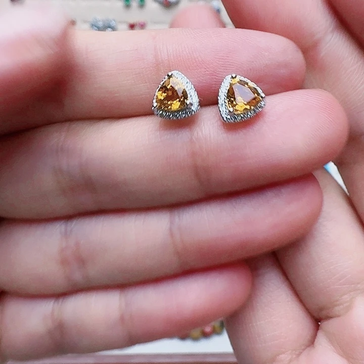 水晶耳饰银S925镶嵌耳钉A29