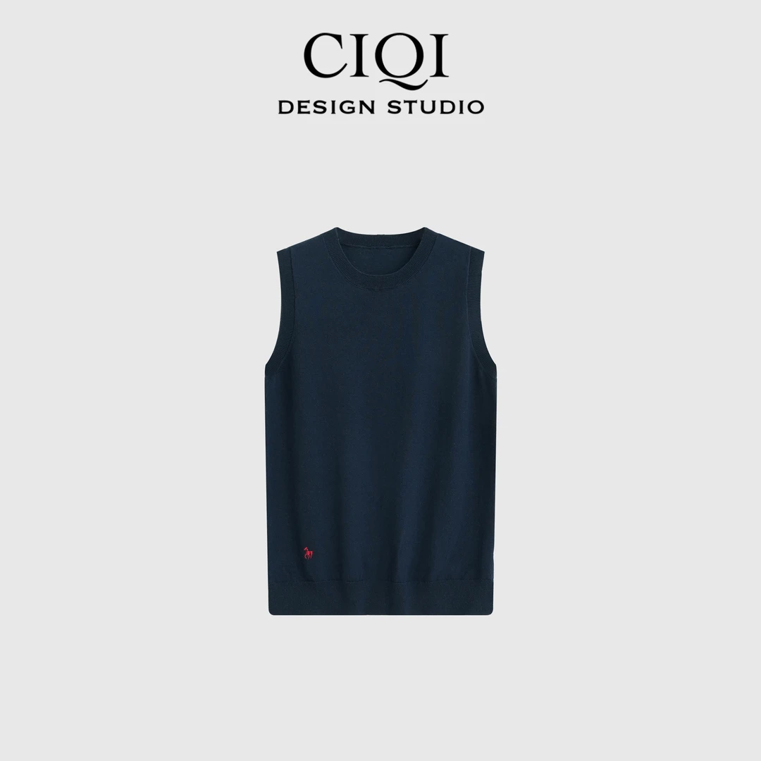 CIQISTUDIO春夏小马无袖圆领套头小众背心DY25815