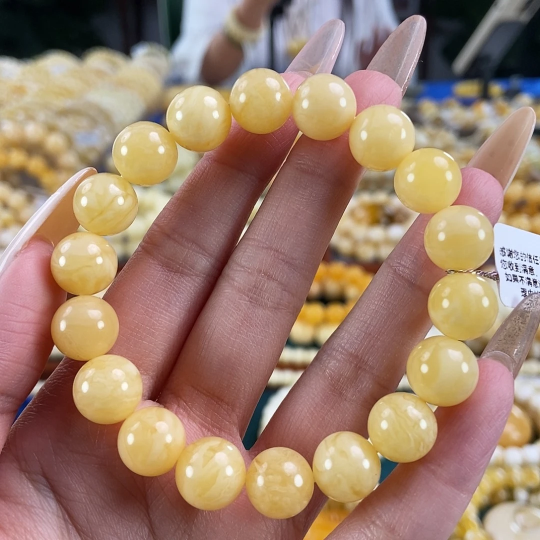 未镶嵌琥珀珠宝奇石11 13.84白花圆珠