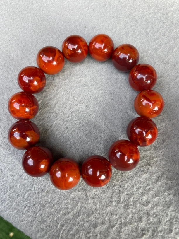 凉山南红柿子玫红火焰手串