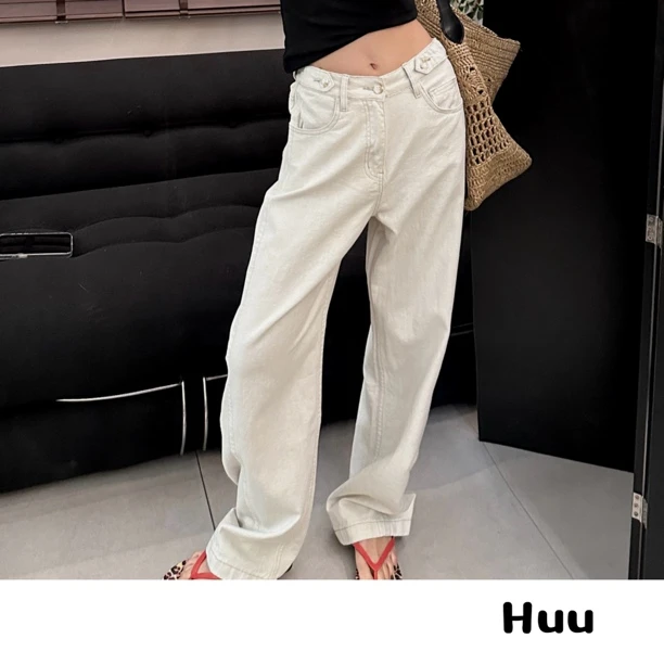 Huu极简调性 灰白牛仔裤42880