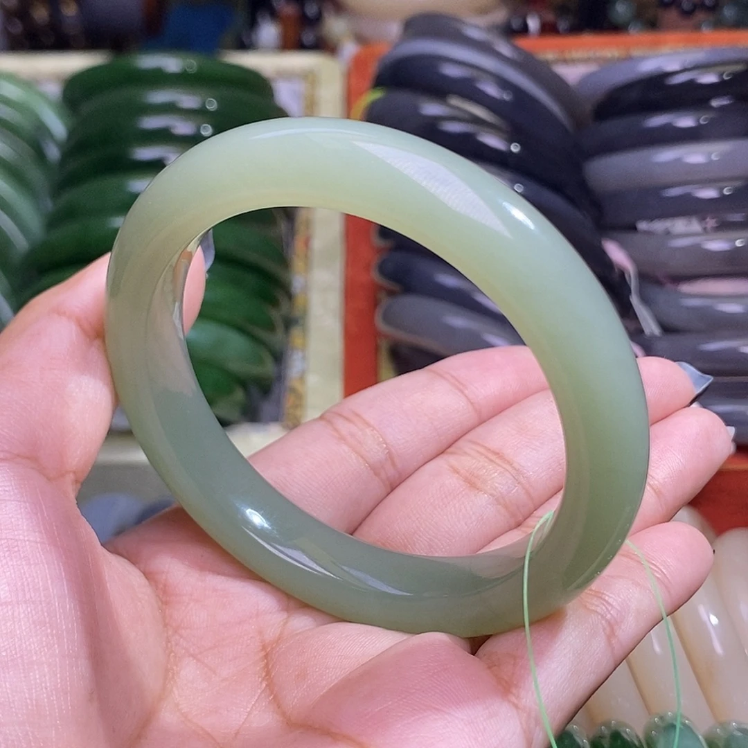 和田玉未镶嵌手链晴水老料手镯57圈