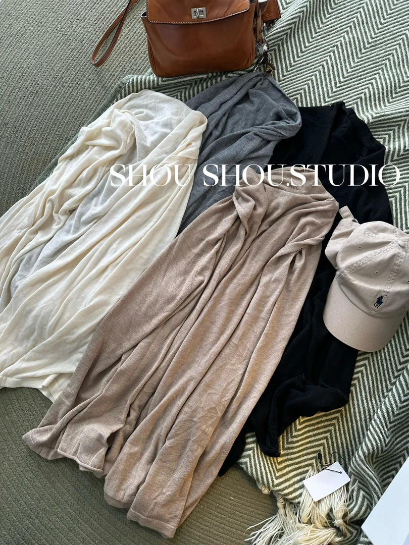 【瘦瘦】大码夏季无领羊毛莱赛尔显瘦薄款百搭宽松开衫S01845