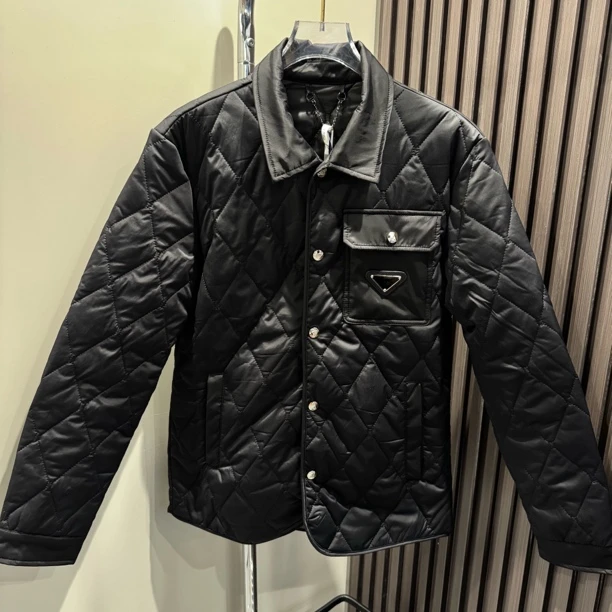 男士秋冬黑色格子翻领加棉薄款商务休闲夹克保暖时尚潮流外套