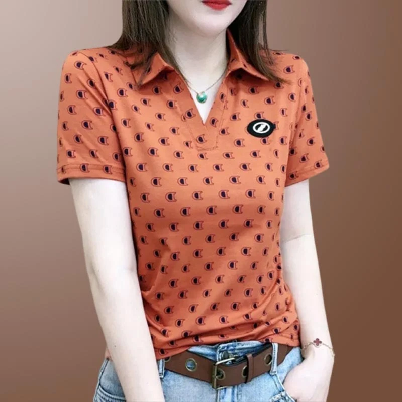 Polo领短袖T恤2026年夏季新款修身显瘦上衣设计感小个子女装通勤