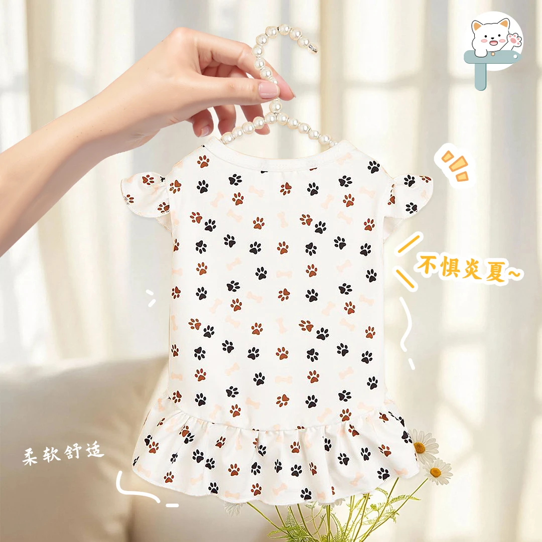 春夏薄款猫咪小飞袖连衣裙狗狗两脚衣小型犬喵星人裙子