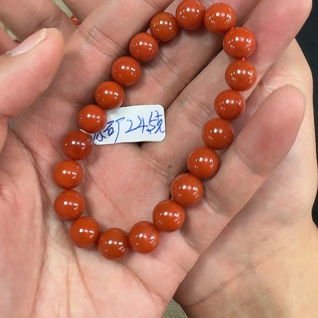 乐***果未镶嵌手链南红玛瑙原矿南红手串9mm瓦西纯柿子锦