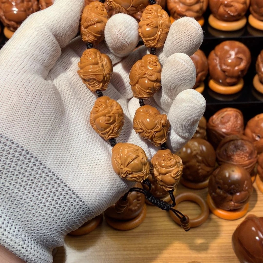 媛***歌橄榄核手串/手链水晶核弥勒佛