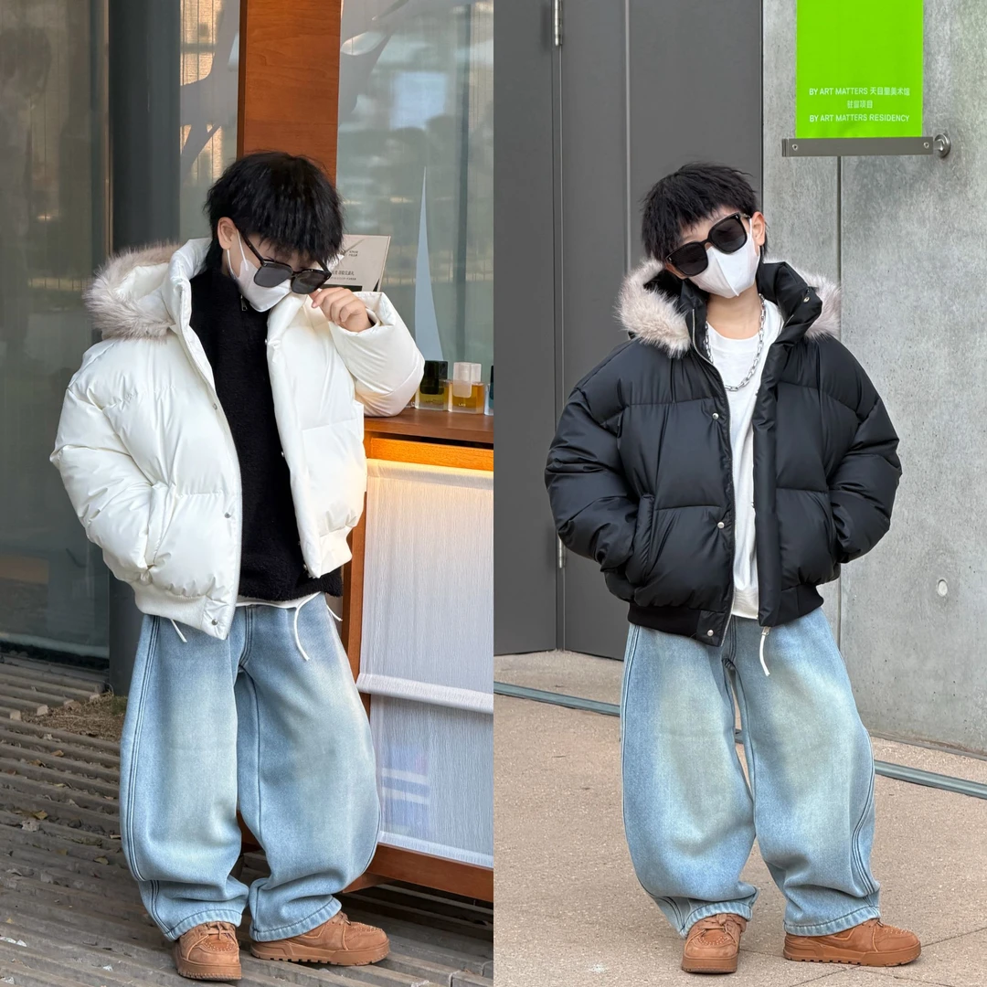 THE LUHAN【远行计划】秋冬连帽皮衣棉服亲子装中大童外套25824