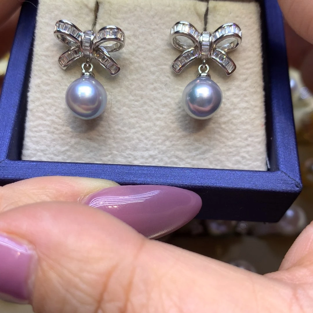 银S925镶嵌耳饰海水珍珠