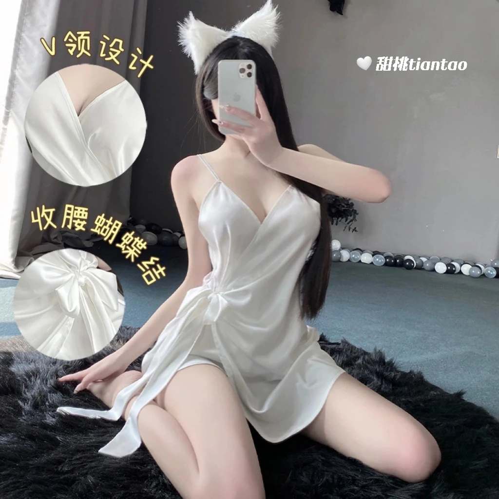 性感睡衣女新款夏季吊带睡裙一片式冰丝纯欲风高级感睡衣家居服