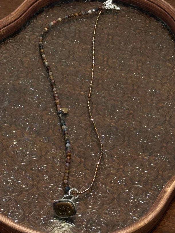 铜合金吊坠 合金项链 ENSAGE印章吊坠项链