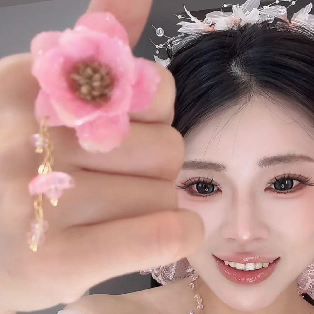 非金属仿水晶戒指 【琉璃梦】雪雪原创手工小众立体永生花系列戒指