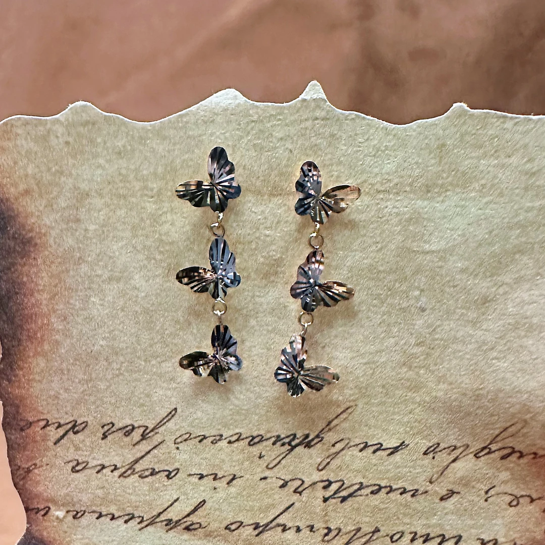 子萱珠宝18k金双色蝶影耳环