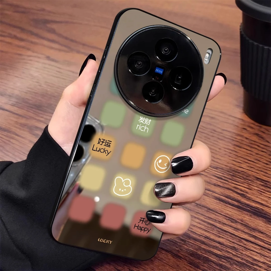 模糊方块适用vivox200promini手机壳x100新款x90镜面高级感s20/19