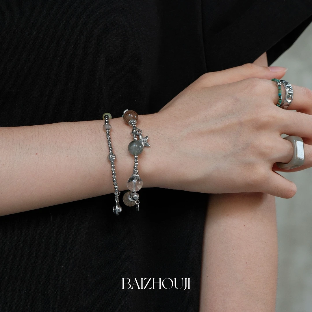 钛钢手链 钛钢手链小众手串【清野】原创设计混搭串珠手链水瓶座