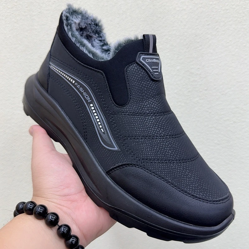 雪地靴男冬季新款加绒加厚老北京棉鞋保暖防滑一脚蹬舒适爸爸棉靴