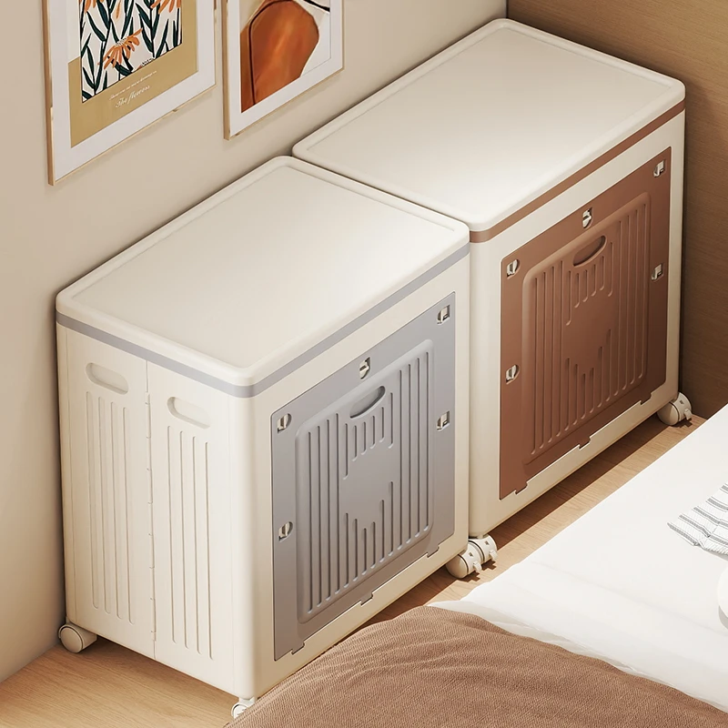 双开门衣服收纳箱整理箱大容量超大家用翻盖带轮衣物被子储物柜