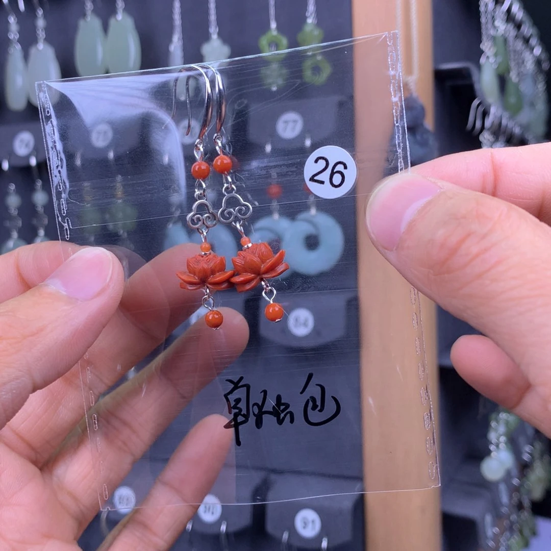 南红玛瑙耳饰银S925镶嵌?**✨