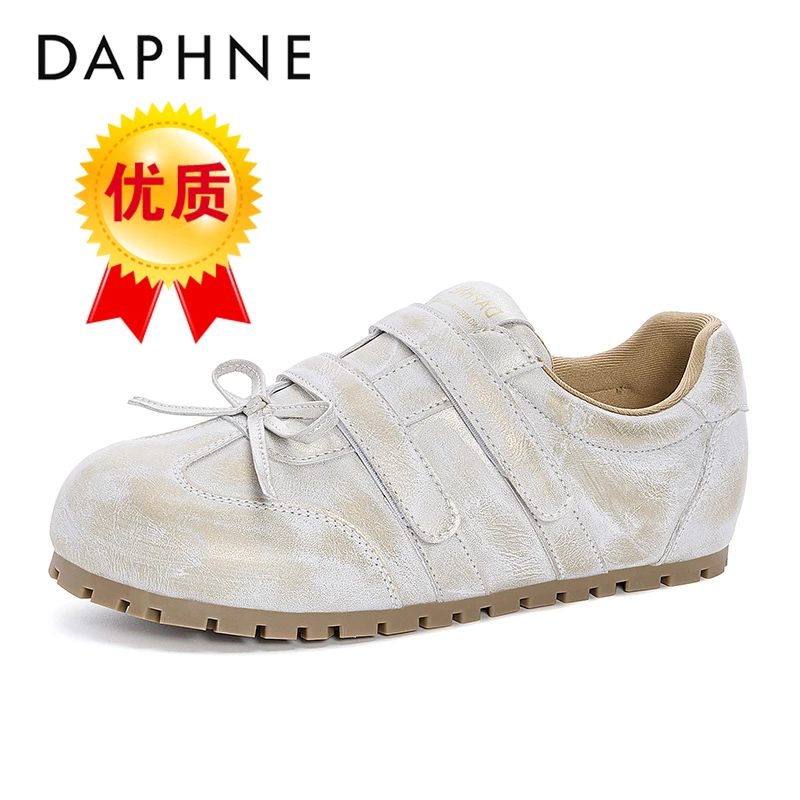 达芙妮春日ins学院风时尚百搭软底德训鞋小众潮流系带平底休闲鞋