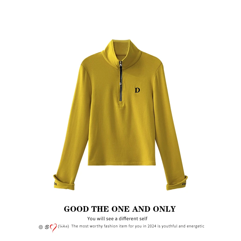 时尚高级绣花字母设计感显瘦加绒上衣801353