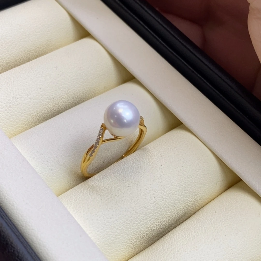 淡水珍珠戒指银S925镀金镶嵌特价微瑕