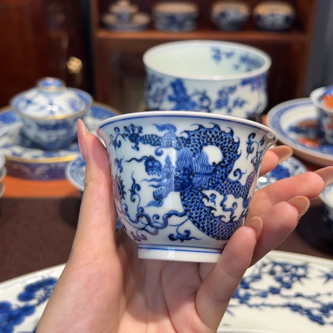 青花雯华堂手绘杯杯