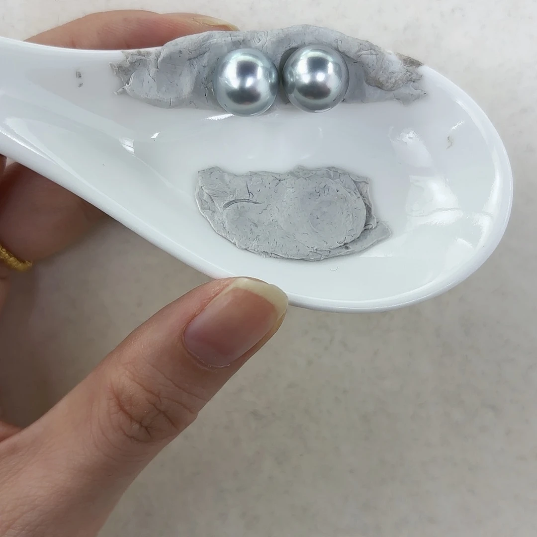 定制海水珍珠裸珠未镶嵌10-11m m铂金灰对珠