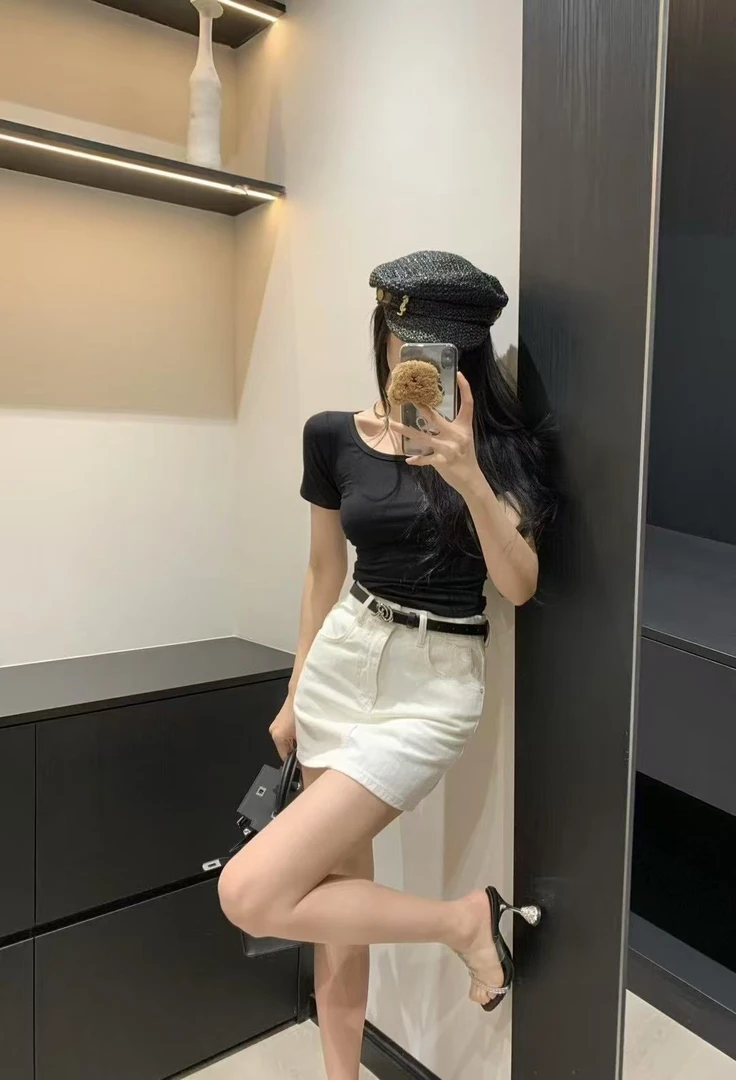 大小姐家——高级白色显高显瘦防走光a字短裙